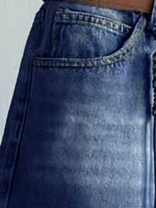 1 件宽松休闲时尚百搭街头风格阔腿直筒牛仔裤