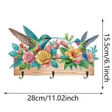 1 Stück 5D Blumen & Vögel Serie Diamant Malerei Mosaik Kristall Strass Aufkleber Diamant Kunst Dekoration Aufhängehaken, elegant & praktisch für Garten Dekoration, Zimmer Aufbewahrung & Organisation