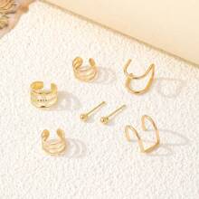Set de 7 piezas de clips y aretes minimalistas y prácticos, multifuncionales