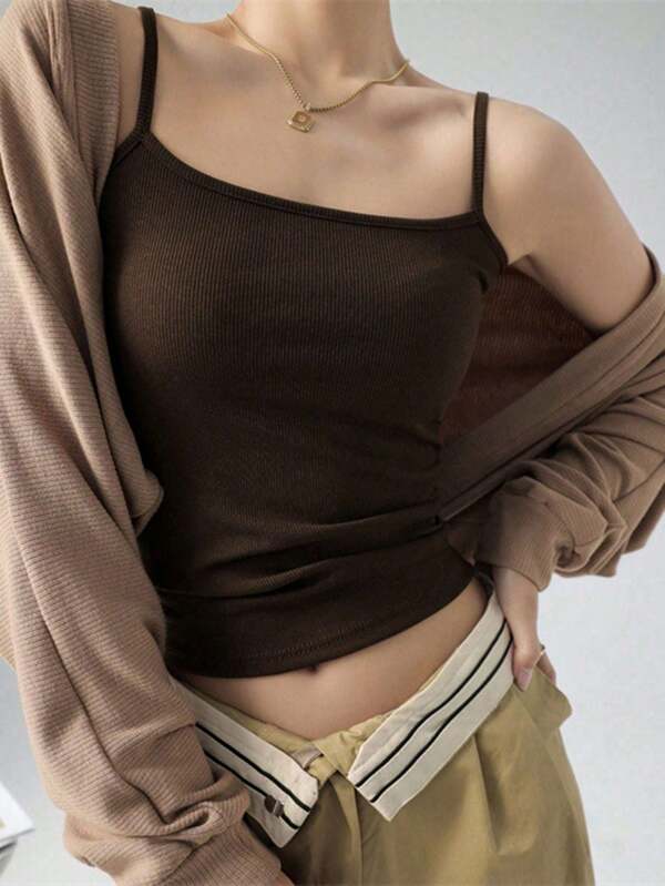 1pc Women's Basic Sleeveless Camisole Top, Summer Layering Undershirt Can Be Worn Outerwear