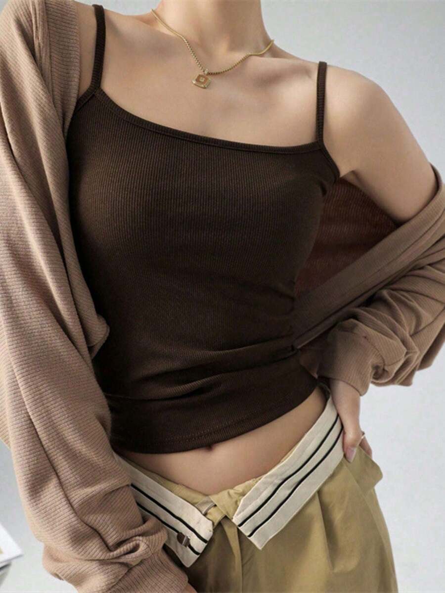 1 件女式基本款无袖吊带背心，夏季分层内衣可穿外套