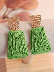 1 paire de boucles d'oreilles en alliage en forme de loofah trapézoïdal à la mode pour les accessoires de fête des femmes