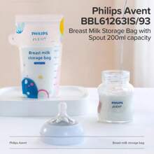 Philips Avent 30 pezzi 200ml Borse per la conservazione del latte materno Avent per refrigerazione e conservazione, borse portatili per lo stoccaggio con beccuccio