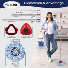 Spin Mop Head Replacement Base Handle Compatible With O Cedar Rinse Clean 2-Tank System, 4 Replace Heads, 1 Mop Handle, 1 Base And 1 Scrub Brush Combo Set