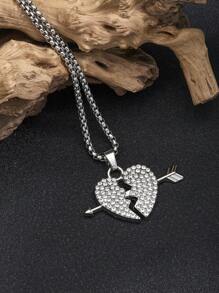 1pc Fashion Hip-Hop Style Stainless Steel Long Necklace With Pendant Charms, Including Poker, Dollar, Gun Pendant, Suitable For Gift, Valentine's Day, Graduation, Father's Day, Men's Jewelry, Chain Necklace