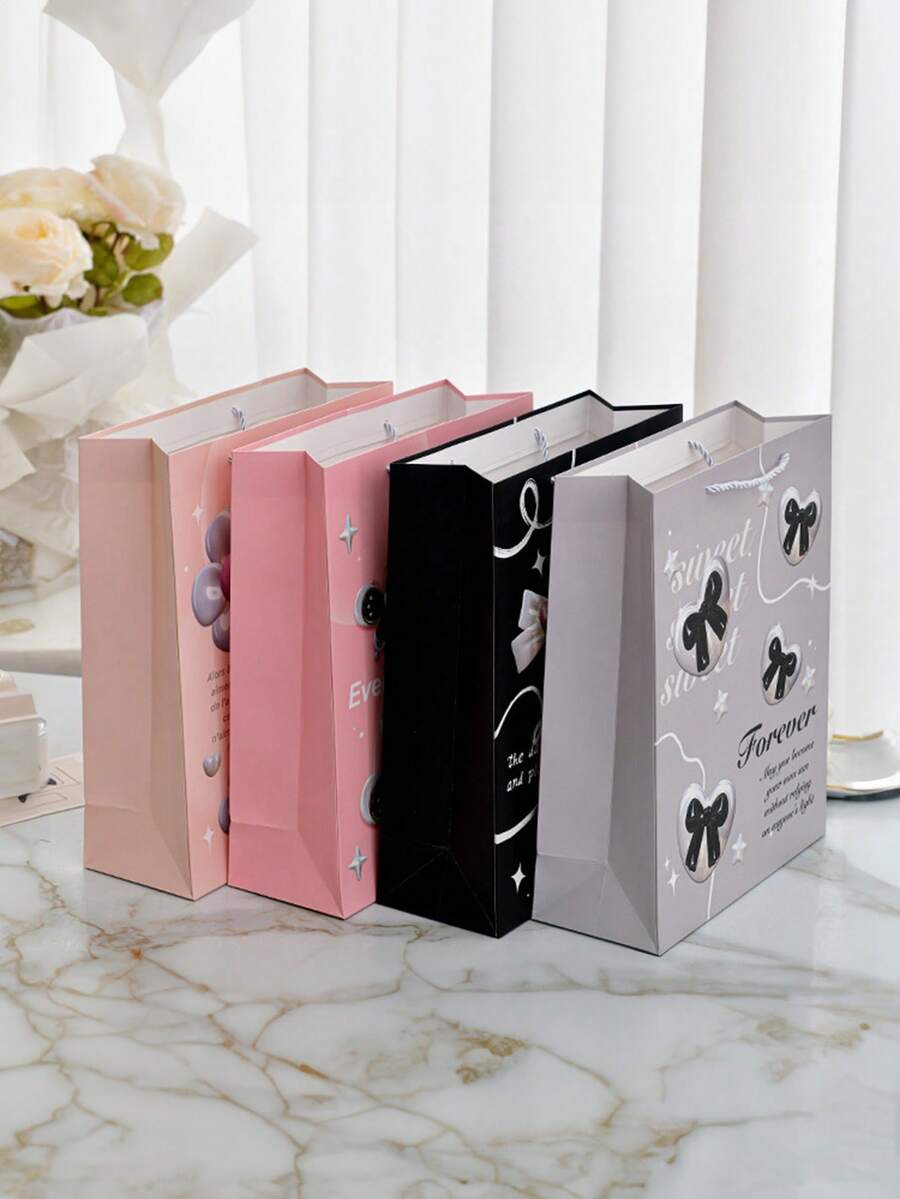 1 套/1 件新款甜美粉色蝴蝶结礼品袋、节日派对手提袋、婚礼回礼袋