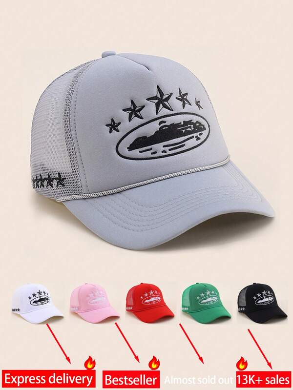 1pc Alcatraz Island Embroidered Baseball Cap, Breathable Mesh Sports Hat, Adjustable, Face-Slimming, Suitable For Spring/Summer Outdoor Wear, Travel, Beach, Casual Occasions
