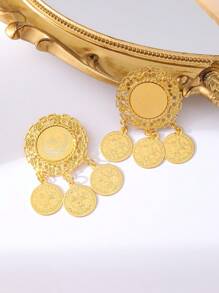 1 pieza Broche de mujer chapado en oro marroquí, con forma de moneda, estilo vintage, apto para fiesta de cumpleaños, boda y joyería de damas árabes