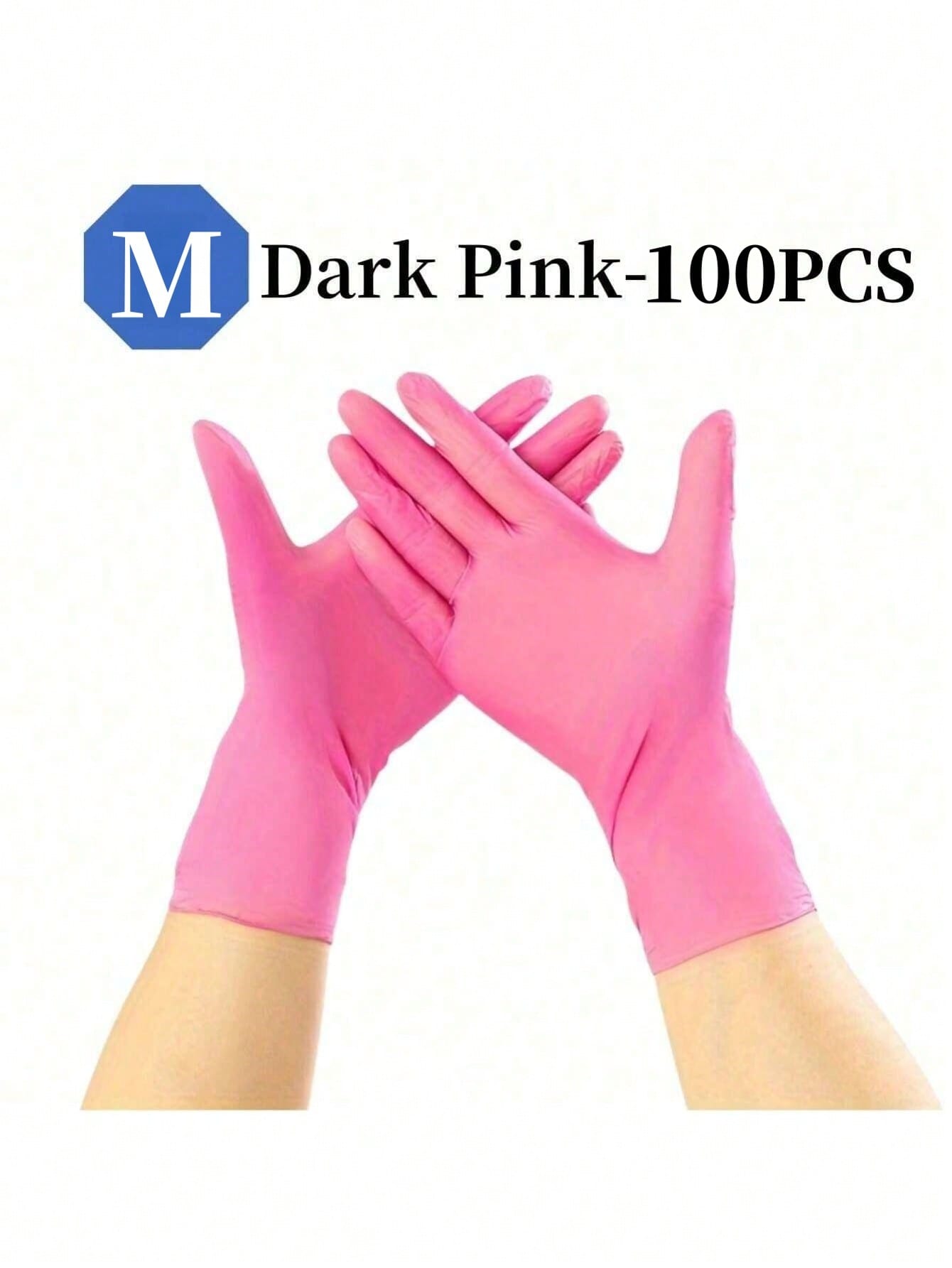 100 قفاز اللون الوردي الداكن، متوفر في المقاسات S,...