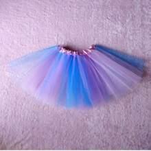 1pc 30cm Colorful Skirt Rainbow Tutu Skirt Yarn Skirt Mesh Puff Skirt Girl Rainbow Half Body Yarn Skirt