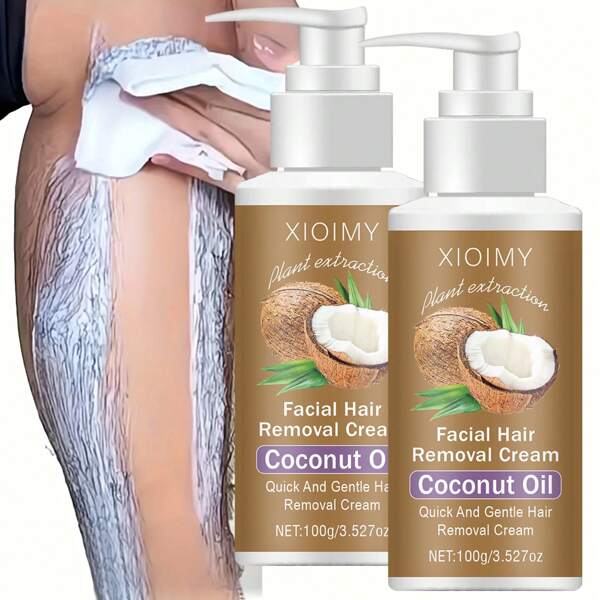 Xioimy XIOIMY 100g Coconut Depilatory Cream, Painless & Non-Irritating Hair Removal, Fast Depilation, No Black Spots, Suitable For Body, Legs, Armpits And Private Areas, Summer Depilation, Depilatory Cream, Body Hair Removal
