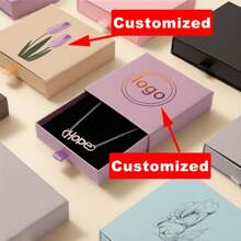 1 pieza Caja de joyas personalizada con logotipo, caja de joyas de viaje pequeña, caja de regalo personalizada para empresa, caja de almacenamiento de joyas con cajón de unicolor, caja expositora de joyas