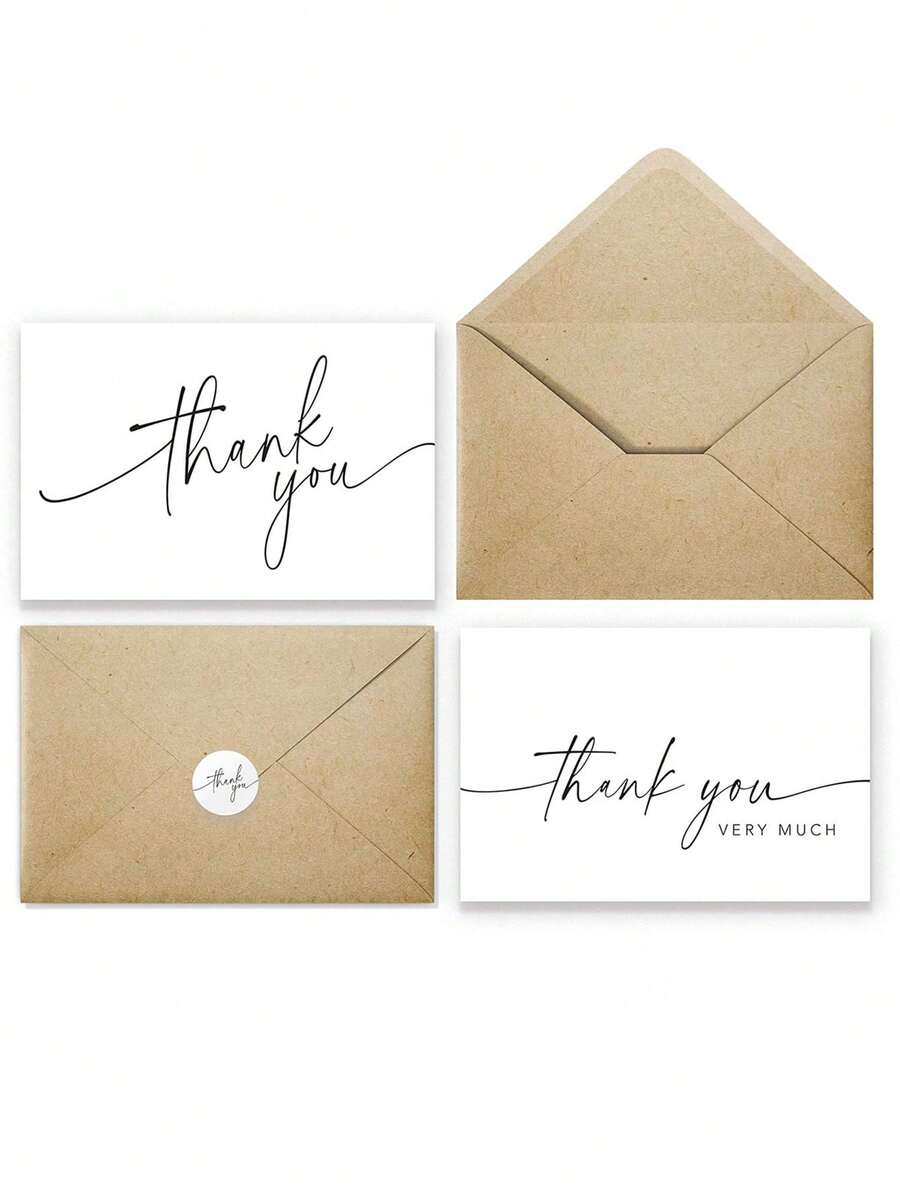 10PCS Thank You Cards With Envelopes And Stickers,Thank You Notes With Envelopes Set Suitable For Business Wedding Graduation Bridal Shower - Multicolor - View 1