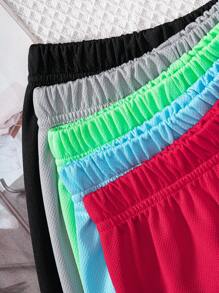 5pcs/Pack Young Boy Casual Mesh Fabric Sports Shorts, Suitable For Daily Exercise, Football, Basketball
