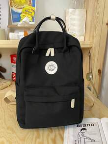 Cloth Material Large Capacity Multi-Pocket Women's Fashionable Backpack, School Backpack, School Supplies, School Bag, Backpack For School, Back To School Backpack, School Bookbag, Big Backpack, Backpack School, Back To School Bags, Lightweight, Classic Casual, Boys And Men, Perfect For Back To School, First Day Of School, Middle School, High School - Black - View 4