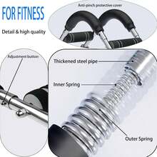 Arm Rotation Trainer 60-130 Lbs Adjustable Portable Chest Gym Equipment - 3 Intensity Levels, Detachable Design, Suitable For Home Gym, Travel And Outdoor Sports - Multi-Muscle Exercise, Ergonomic Non-Slip Handle, Durable Metal Spring (Used), Multi-Function Muscle Trainer, Leather Wrapped Bar - Xanh lam 90-110lbs - Xem 3