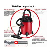 Aspiradora Industrial Seco-mojado De 15l Función 3en1 Rojo - Tipo de Enchufe B USA (110-127V) - Ver 9