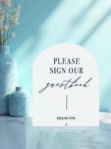 1pc Acrylic Guest Book Sign - "Please Sign Our Guest Book", Suitable For Weddings, Parties, Celebrations, Decor For Reception Area, Event Signage, Floral Decor