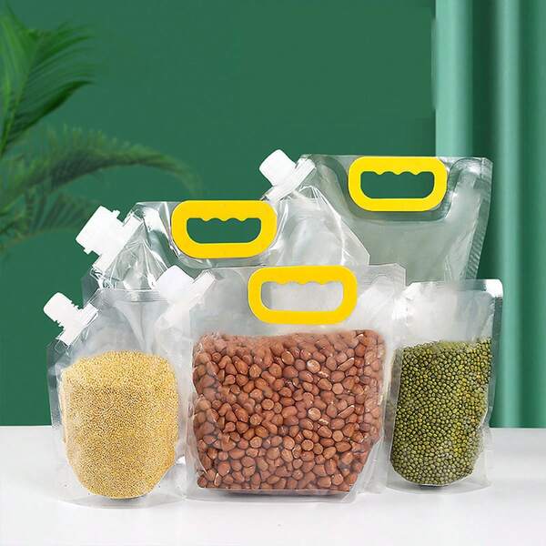 Bolsa de agua fría transparente gruesa, bolsa portadora de cerveza de boca grande, apta para el almacenamiento de granos, arroz y frijoles, bolsas portátiles de sellado hermético