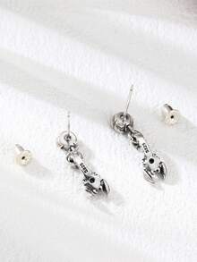 1 Par de Pendientes de Plata de Ley 925 con Flores de Rosa y Escorpión Incrustados de Cristales Vintage, Adecuados para Uso Diario de Mujeres