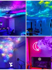 云形智能 LED 灯，带音乐同步和 RGB 颜色的浮动云灯，带 APP 和遥控器的酷炫云灯，适用于卧室、客厅、天花板的梦幻云灯 - 彩色 - 查看 6