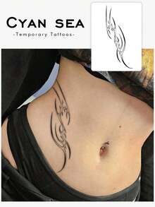 1-3片可水洗防水防汗不反光临时纹身贴纸欧美风格ins个性精灵图腾适合人们日常使用 - 黑色 - 查看 1