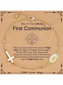 Catholic Gifts For Women, Virgin Mary Cross Charm Bracelet, Confirmation, First Communion Baptism, Christian Religious Jewelry, Gifts For Daughters Sisters Granddaughters