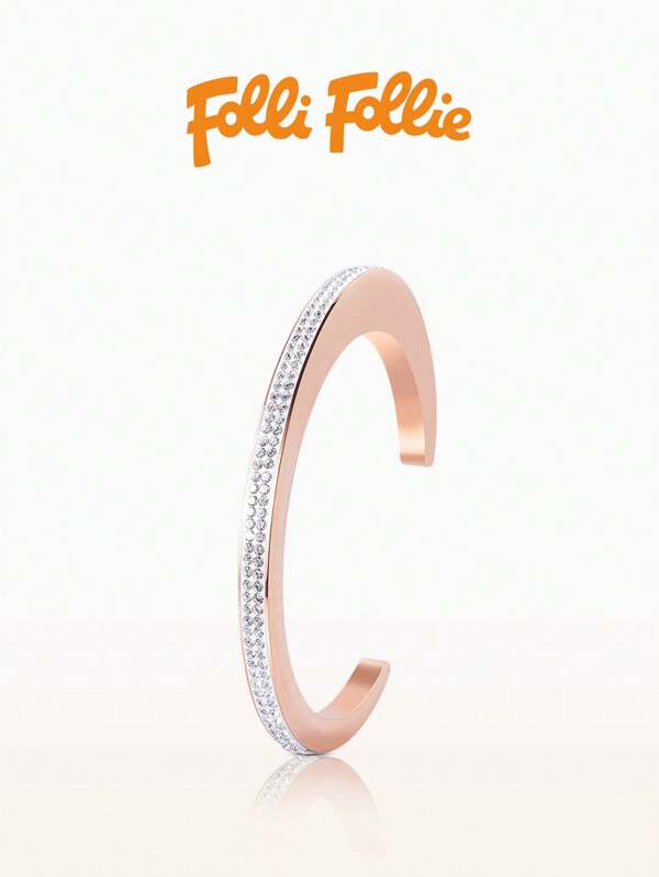 Folli Follie Cuff Bracelet For Women Stainless Steel Bracelet Wrist Cuff Bracelets Minimalist Gold Cuff Bracelet, Jewerly Gift For Women