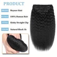 Clip In Hair Extensions Real Human Hair Clip Ins  8pcs Kinky Straight Human Hair Clip In Extensions Soft Silky Invisible Edge Brazilian Real Hair Extensions Clip In Human Hair For Full Head - Natural Black - View 4