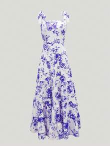 Standard Sized Women's Casual Romantic Floral Print Sleeveless Slip Dress, Great For Holiday & Resort - Purple - View 4