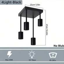 4 灯现代美式吸顶灯适用于餐厅、卧室、书房、客厅、创意吊灯、楼梯灯，不含灯泡 - 黑色 - 查看 8