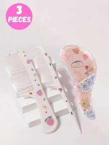 3pcs/2pcs Cartoon Hair Comb Set - Wet And Dry Combing And Styling Brush For All Hair Types, Durable ABS Plastic Handle, Perfect Gift Choice(Purple Unicorn Comb Pattern Random)