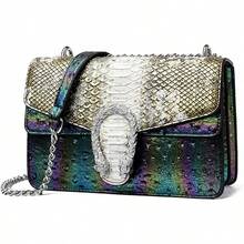 Crossbody Bags For Women - Snake Printed Clutch Purses Leather Chain Shoulder Bags Evening Handbags - K-đen - Xem 1