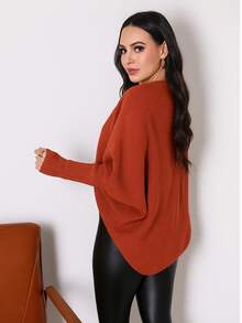 Women's Knitted Warm And Elegant Cape Coat Cardigan Blouse - Bronze - View 5