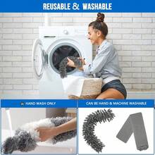 Dusters For Cleaning, Retractable Microfiber Gap Dust Cleaner With Extension Pole 30'' To 100'', Reusable Bendable Long Handle Feather Duster Kit For Cleaning High Ceiling Fan, Furniture, Blinds, Car - Blue - View 7
