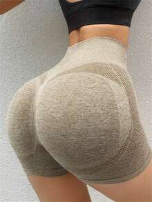 4pcs/Pack Seamless Knitted Yoga Shorts, Elastic Waist & Tummy Control, Breathable Sports Tights For Fitness, Running, Hiking, Casual Outdoor Activities