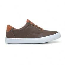 Men's Polo Boxster Casual Sneakers Lace-Up Sneakers Flat Sole Round Toe Casual Dress Shoes - 咖啡棕 - 查看 3