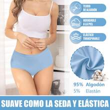 6 pcs  Calzones de Cintura Alta Mujer Algodon Elásticas Pantaletas Bragas Calzoncillos De Algodón De  Para Mujer, Pantaletas Confort De Sin Costura, Bragas De Cintura Alta, Transpirable Bragas de mujer Con Tensa El Abdomen Y Levanta Los Glúteos - Multicolor - Ver 5