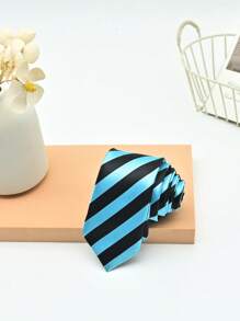 1 Peça Gravata de Moda Listrada em Duas Cores para Homens, Adequada para Reuniões de Negócios e Uso Diário com Camisas e Ternos