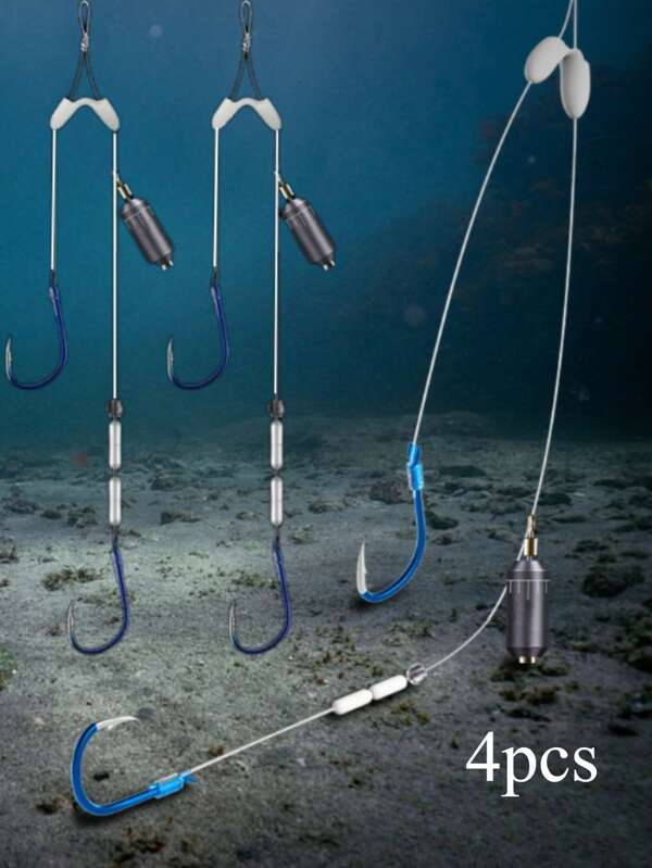 4 Stücke biss-sichere doppelte Haken, die zum Verhänderungsverhinderung verbunden sind, Ise Ni Fischerhaken Montage