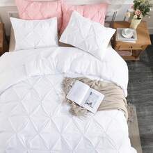 Andency White Queen Comforter Set(90x90Inch), 3 Pieces Cute Pinch Pleat Bedding Comforters & Sets For Queen Bed, Soft Lightweight Fluffy Down Alternative All Season Bed Set-ZYGSOME - Khaki - View 11