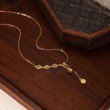1 Pc Metal Circular Couple Necklace, Suitable For Everyday Wear