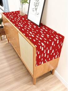 1 pieza Camino de mesa impreso con patrón de árbol de Navidad, 4/6/8 piezas Individuales impresos con patrón de árbol de Navidad, adecuados para fiestas, cumpleaños, cenas, cocina, comedor, decoración del hogar y la habitación para todo el año, decoración de mesa