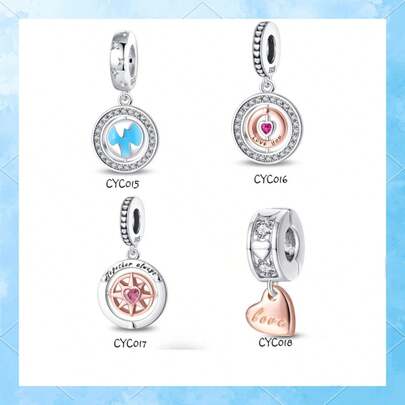 1Count 925 Sterling Silver DIY Pendant, Delicate Silver Beads: Engraved With A Symbol Of Love And Beauty, A Holiday Gift For Daily Casual Wear