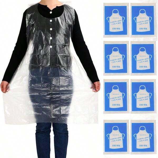 50/100pcs Trusted Disposable Transparent PET Aprons - Waterproof, Perfect For Cooking, Serving, BBQs & More - For Chefs, Home Cooks & Food Service Workers - Ideal For Kitchen & Outdoor Use - Great Gift For Housewarming & Holidays