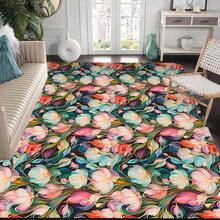 1pc Vintage Flower Fashion Style Rug, Polyester Entry Pad, Non-Slip Durable, Machine Washable, Easy Care, Suitable For Living Room, Bedroom, Laundry Room, Home Decor, Versatile Indoor/Outdoor Use; - Multicolor - View 16