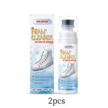 jakehoe 1/2 Set Of White Shoe Foam Cleaner, Deodorizing 100ML Foam Mousse Sneaker Upper, Clean And Wash-Free Whitening Cleaner, Suitable For LITTLE WHITE SHOES, A LEATHER BAG, CANVAS SHOE, Give Gifts To Friends (New And Old Models Are Randomly Sent)