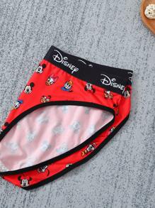 Disney 1 pieza Ropa interior de mujer con estampado de dibujos animados de , cómoda, linda, de tela delgada y de talle bajo
