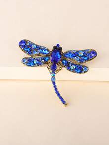 juran 1pc Fashion Elegant Blue Rhinestone Dragonfly Brooch Pin, Gift For Women Party & Holiday - Royal Blue - View 2
