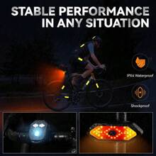 Smart Bicycle Turn Signal Tail Light With Remote Control Bike Horn Alarm, Rechargeable Waterproof Bicycle Rear Light Blinker